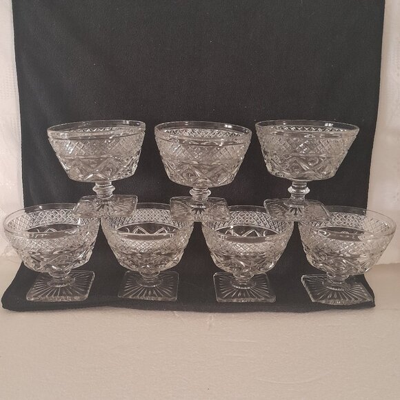 Crystal Pedestal Dishes, Set of 7 - Picture 1 of 3